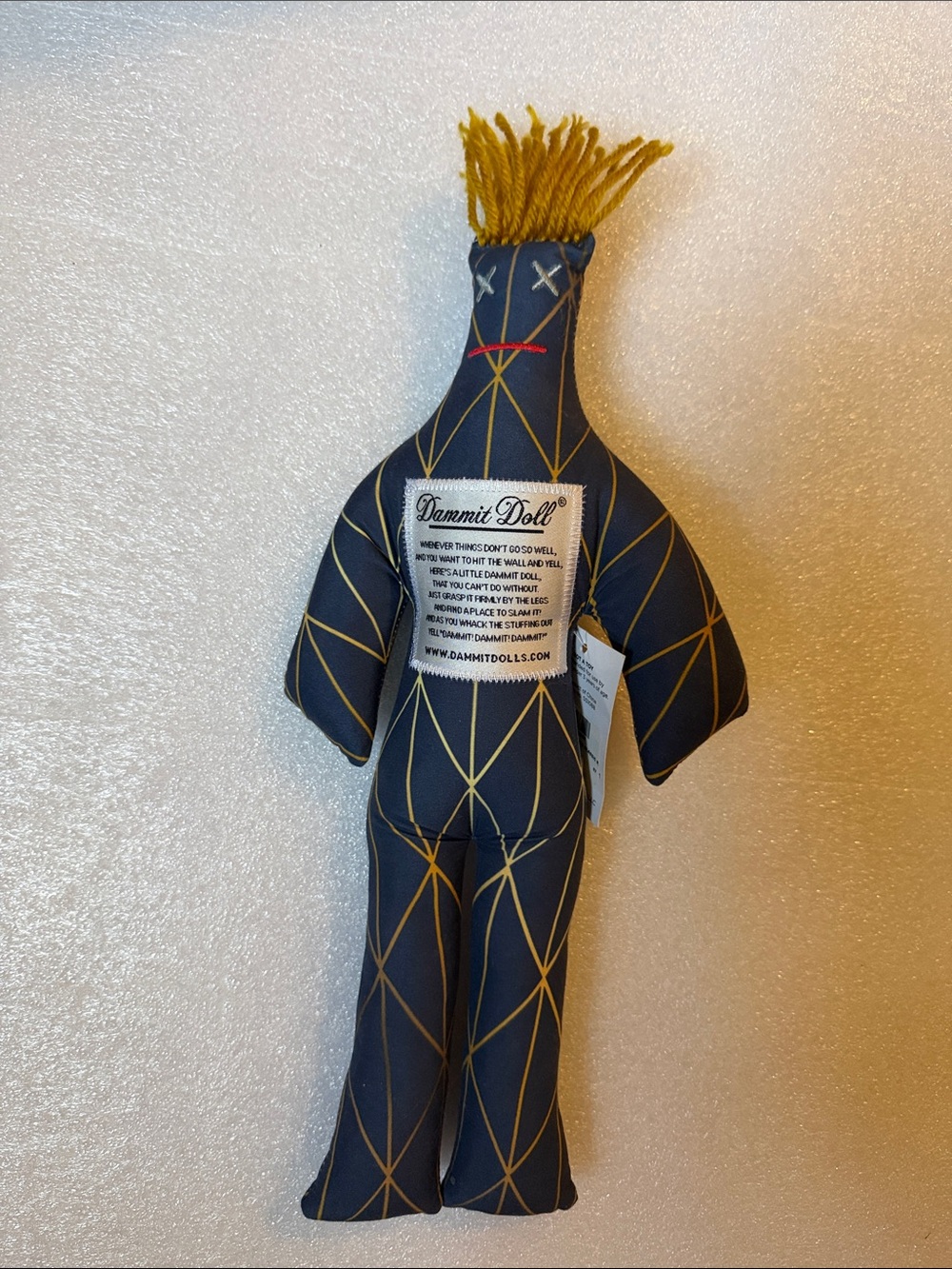 Dammit Doll Navy and Gold Geometric Stress Relief Doll